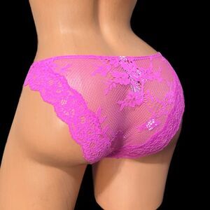 Victorias Secret Dream Angels Sheer Floral Lace Cheekini panty Pink Small